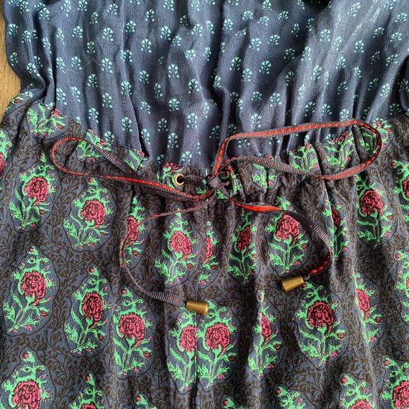 Anthropologie Ett:Twa Blue Kaleo Boho Floral Print Off The Shoulder Romper - Picture 6 of 14